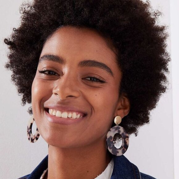 LOFT Tortoiseshell Print Ring Earrings - Picture 4 of 4